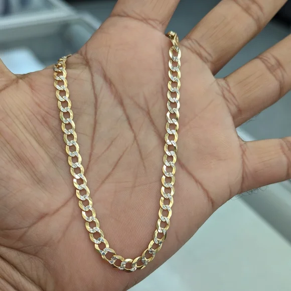 14kt Real Solid Gold Cuban Diamond Cut Anklet 4.9mm 10 inches